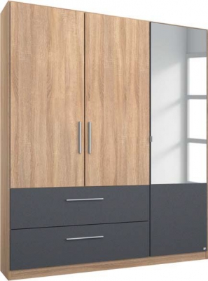 Product photograph of Alvor 3 Door Combi Wardrobe In Sonoma Oak And Metallic Grey - W 136cm from Choice Furniture Superstore