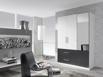 Product photograph of Rauch Alvor 136cm White And Metallic Grey 3 Door Combi Wardrobe from Choice Furniture Superstore