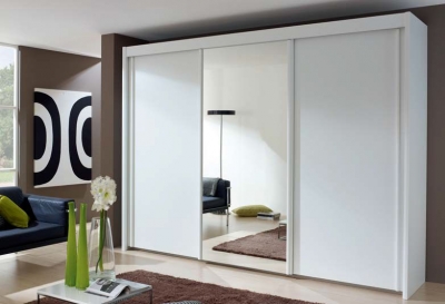 Product photograph of Amalfi 3 Door Mirror Sliding Wardrobe In White - W 300cm from Choice Furniture Superstore