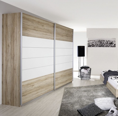 Product photograph of Barcelona 2 Door Sliding Wardrobe In Oak And White - W 226cm from Choice Furniture Superstore