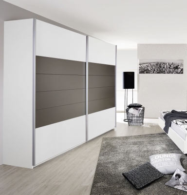 Barcelona 2 Door Sliding Wardrobe in White and Lava Grey - W 226cm