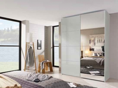 Product photograph of Beluga-extra Grey Mirror Sliding Wardrobe from Choice Furniture Superstore
