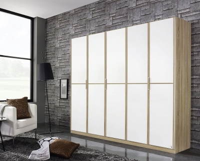 Product photograph of Essensa 5 Door Wardrobe In Oak And White - W 226cm from Choice Furniture Superstore
