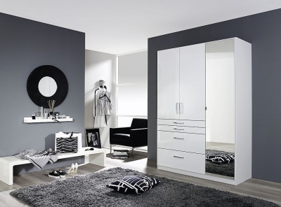 Product photograph of Homburg 3 Door Combi Wardrobe In White - W 136cm from Choice Furniture Superstore