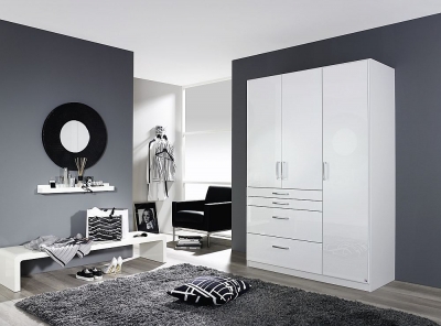 Product photograph of Homburg 3 Door Wardrobe In White - W 136cm from Choice Furniture Superstore