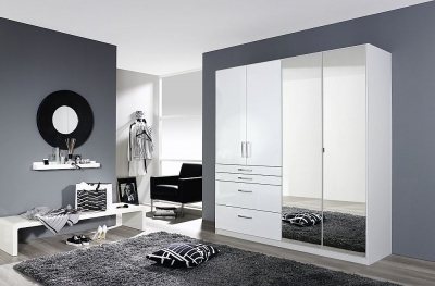 Product photograph of Rauch Homburg 181cm White 4 Door Combi Wardrobe from Choice Furniture Superstore