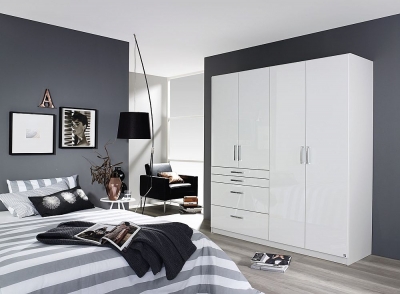 Product photograph of Homburg 4 Door Wardrobe In White - W 181cm from Choice Furniture Superstore