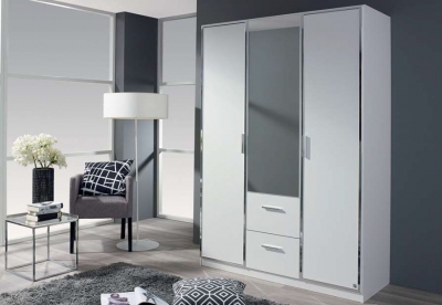 Product photograph of Marl 3 Door Combi Wardrobe In White - W 136cm from Choice Furniture Superstore