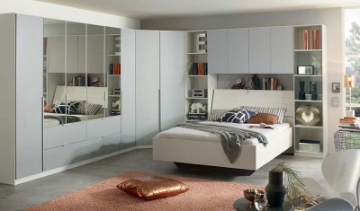 Memphis Overbed Unit Combination in White and Silk Grey