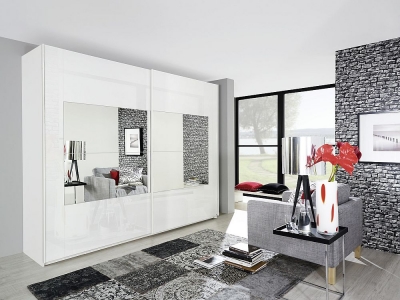 Product photograph of Rauch Miramar 2 Door Mirror Sliding Wardrobe In White - W 271cm from Choice Furniture Superstore