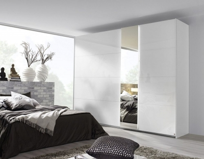 Product photograph of Rauch Miramar 271cm White 2 Door Mirror Sliding Wardrobe from Choice Furniture Superstore