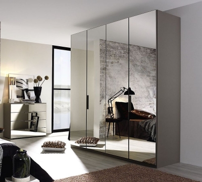 Product photograph of Miramar 4 Door All Mirror Wardrobe In Silk Grey - W 201cm from Choice Furniture Superstore