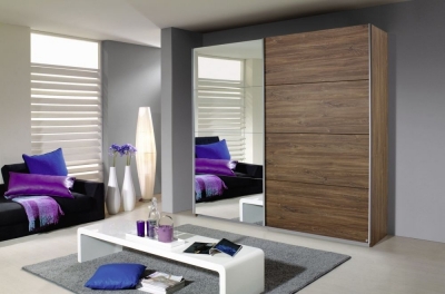 Product photograph of Quadra 2 Door Mirror Sliding Wardrobe In Oak - W 226cm from Choice Furniture Superstore