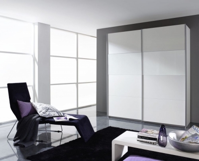 Product photograph of Quadra 2 Door Sliding Wardrobe In White Partial Glass - W 181cm from Choice Furniture Superstore