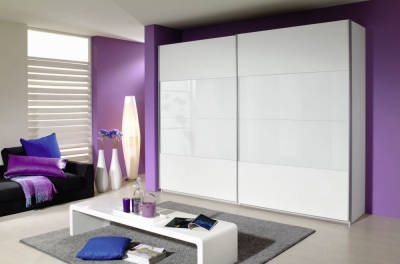 Product photograph of Quadra 2 Door Sliding Wardrobe In White Partial Glass - W 271cm from Choice Furniture Superstore