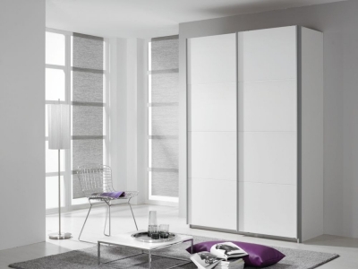 Product photograph of Quadra 2 Door Sliding Wardrobe In White - W 136cm from Choice Furniture Superstore