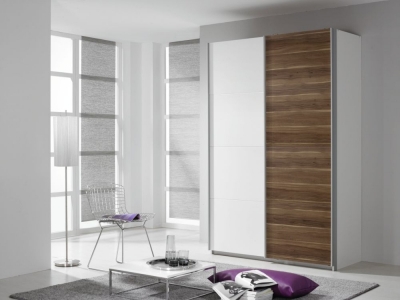 Product photograph of Quadra 2 Door Sliding Wardrobe In White And Oak - W 136cm from Choice Furniture Superstore