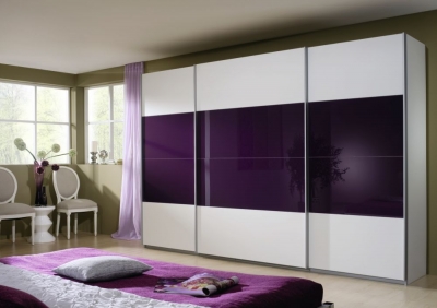 Product photograph of Quadra Sliding Wardrobe With Decor And Part Glass Front from Choice Furniture Superstore