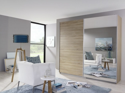 Product photograph of Quadra Sliding Wardrobe With Decor And Mirror Front from Choice Furniture Superstore