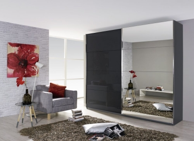 Product photograph of Quadra Sliding Wardrobe With Glass And Mirror Front from Choice Furniture Superstore