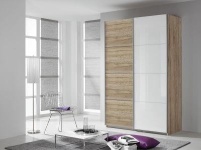 Product photograph of Quadra Sliding Wardrobe With High Gloss And Decor Front from Choice Furniture Superstore