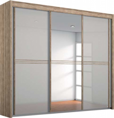 Product photograph of Ravello 3 Door Sliding Wardrobe In Oak And Silk Grey - W 225cm from Choice Furniture Superstore