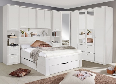Image of Rivera Bedroom Set with 140cm Storage Bed in Alpine White