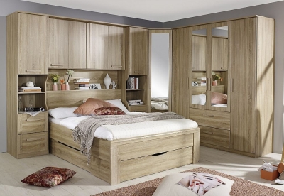 Image of Rivera Bedroom Set with 140cm Storage Bed in Sonoma Oak