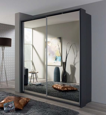 Product photograph of Sona 2 Door All Mirror Sliding Wardrobe In Metallic Grey - W 189cm from Choice Furniture Superstore