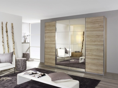 Product photograph of Syncrono 4 Door Mirror Sliding Wardrobe In Oak - W 271cm from Choice Furniture Superstore