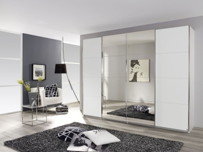 Product photograph of Syncrono 4 Door Mirror Sliding Wardrobe In White - W 316cm from Choice Furniture Superstore