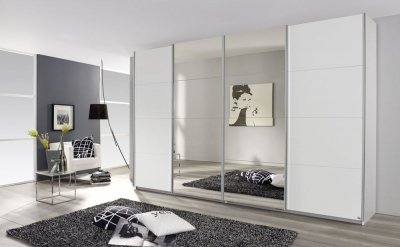 Product photograph of Syncrono 4 Door Mirror Sliding Wardrobe In White - W 361cm from Choice Furniture Superstore