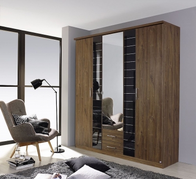 Product photograph of Terano 3 Door Combi Wardrobe In Oak And Basalt - W 181cm from Choice Furniture Superstore
