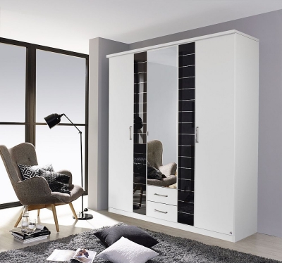 Product photograph of Rauch Terano 181cm White And Basalt 3 Door Combi Wardrobe from Choice Furniture Superstore