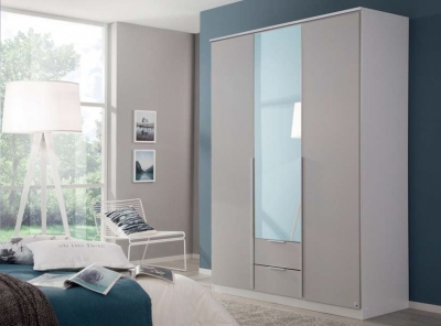 Product photograph of Texas 3 Door Combi Wardrobe In Silk Grey - W 136cm from Choice Furniture Superstore