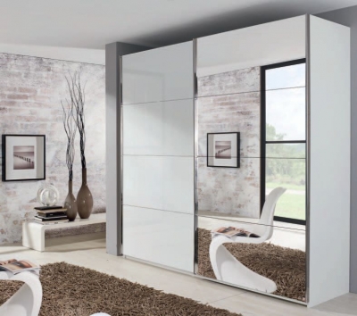 Product photograph of Xtend 2 Door Mirror Sliding Wardrobe In White - W 226cm from Choice Furniture Superstore