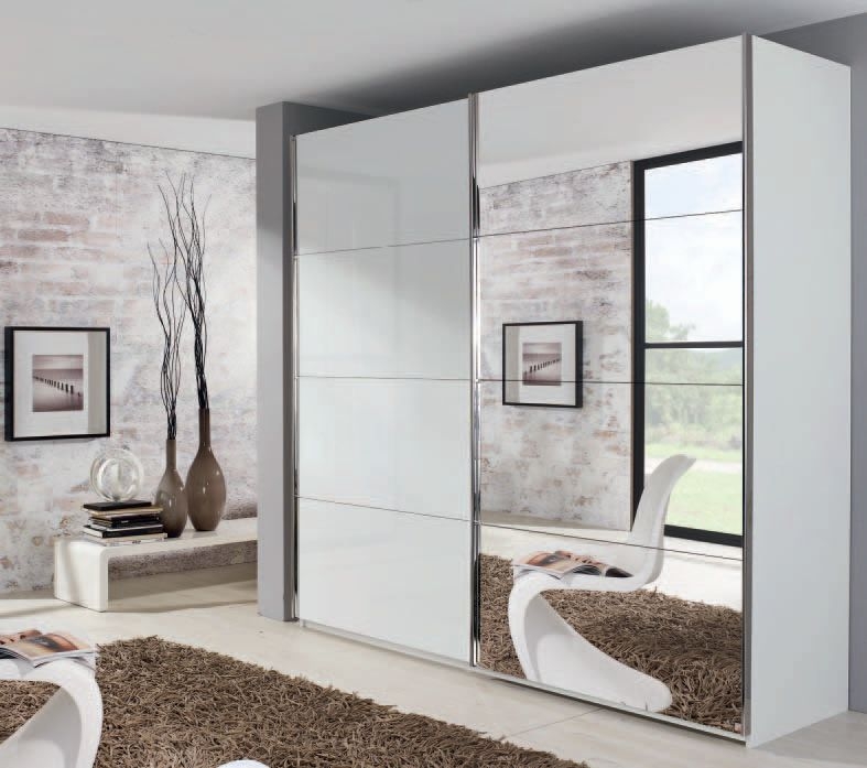Rauch Xtend 2 Door Mirror Sliding Wardrobe in White - W 226cm