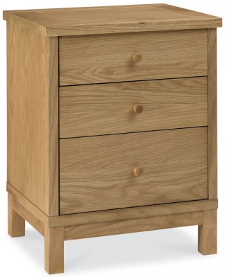 Product photograph of Bentley Designs Atlanta Oak 3 Drawer Bedside Cabinet from Choice Furniture Superstore