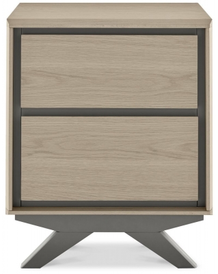 Product photograph of Bentley Designs Brunel Scandi Oak And Dark Grey 2 Drawer Bedside from Choice Furniture Superstore