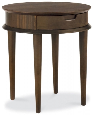Product photograph of Bentley Designs Oslo Walnut 1 Drawer Lamp Table from Choice Furniture Superstore