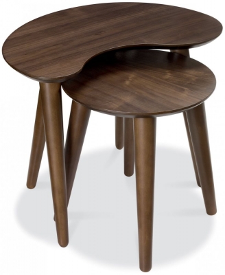 Product photograph of Bentley Designs Oslo Walnut 2 Nest Of Lamp Tables from Choice Furniture Superstore