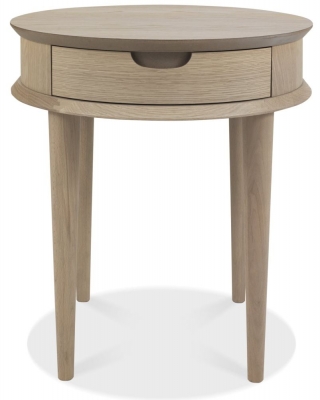 Product photograph of Bentley Designs Dansk Scandi Oak 1 Drawer Lamp Table from Choice Furniture Superstore