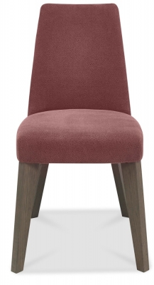 Product photograph of Bentley Designs Cadell Aged Oak Mulberry Upholstered Dining Chair Sold In Pairs from Choice Furniture Superstore