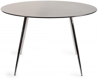Bentley Designs Christo Black Marble Effect Tempered Glass 4 Seater Round Dining Table