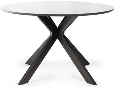 Bentley Designs Hirst Grey Painted Tempered Glass 4 Seater Round Dining Table