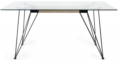 Image of Bentley Designs Miro Clear Tempered Glass 6 Seater Dining Table
