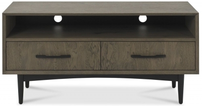 Product photograph of Bentley Designs Vintage Weathered Oak And Peppercorn 2 Drawer Tv Unit from Choice Furniture Superstore