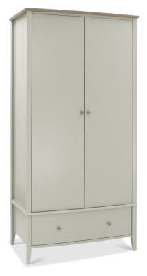 Product photograph of Bentley Designs Whitby Scandi Oak And Soft Grey 2 Door Combi Wardrobe from Choice Furniture Superstore