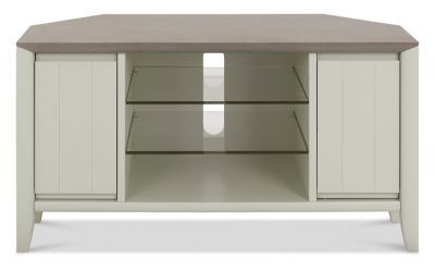 Product photograph of Bentley Designs Bergen Grey Washed Oak And Soft Grey Corner Entertainment Unit 32in Plasma from Choice Furniture Superstore