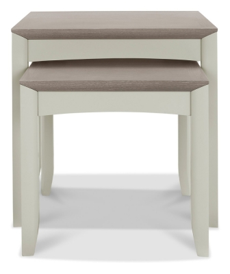 Product photograph of Bentley Designs Bergen Grey Washed Oak And Soft Grey Nest Of Lamp Table from Choice Furniture Superstore